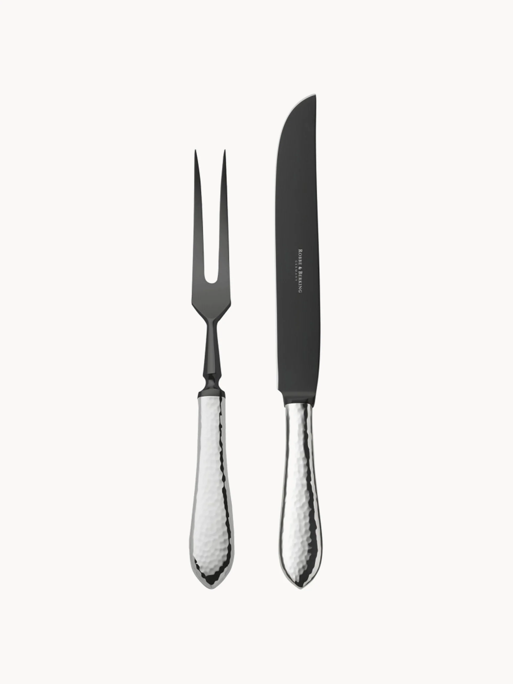 Handgefertigtes Besteck-Set Martelé mit Lederetui, 3er-Set