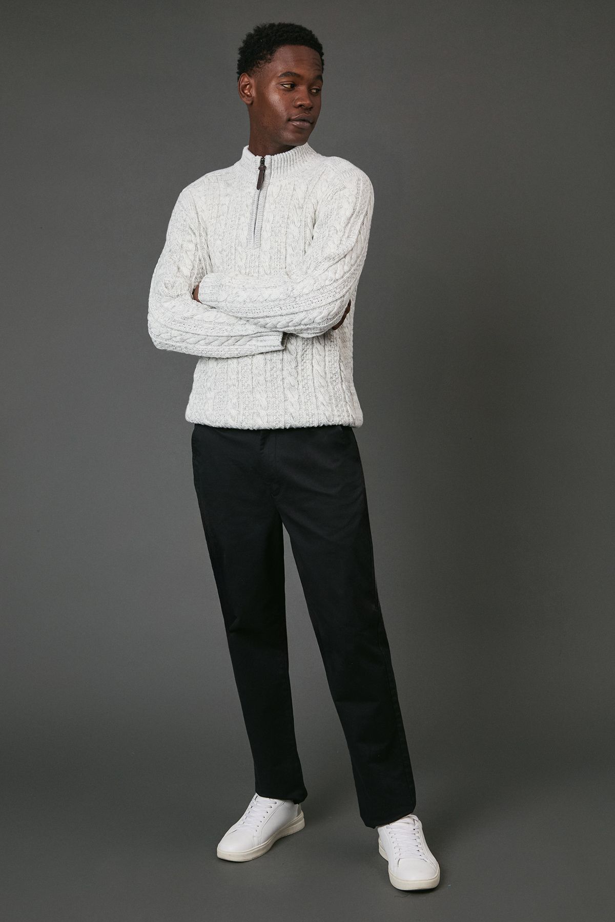 Maine Chunky Cable Half Zip Knitted Jumper