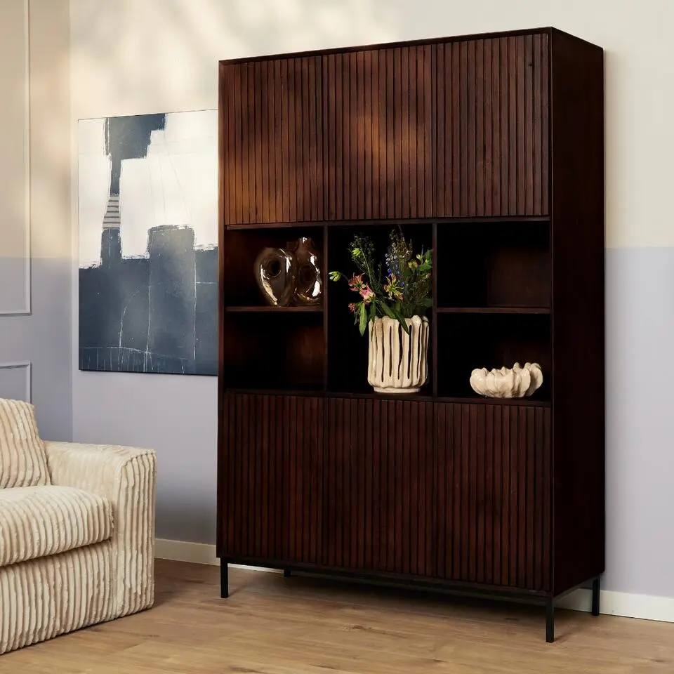 Vakkenkast Bruin Hout - 135x45x200cm - Madison XL