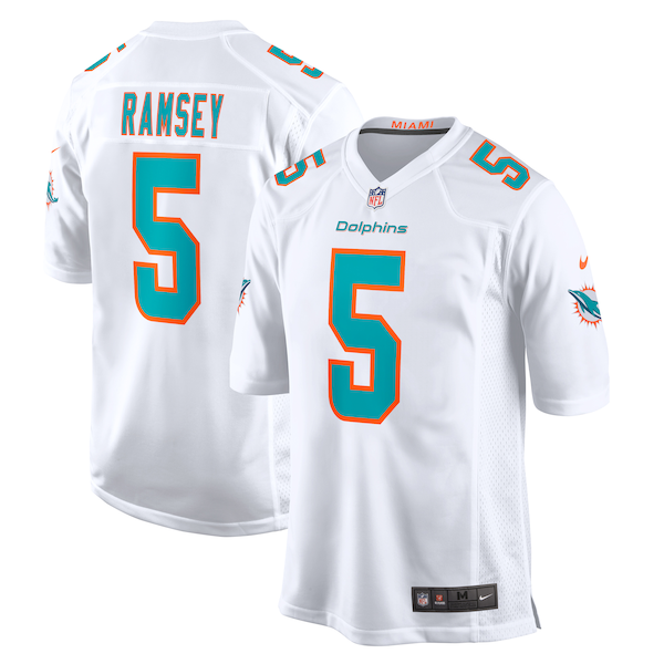 Jalen Ramsey Miami Dolphins Nike Away Game Jersey - White/Aqua