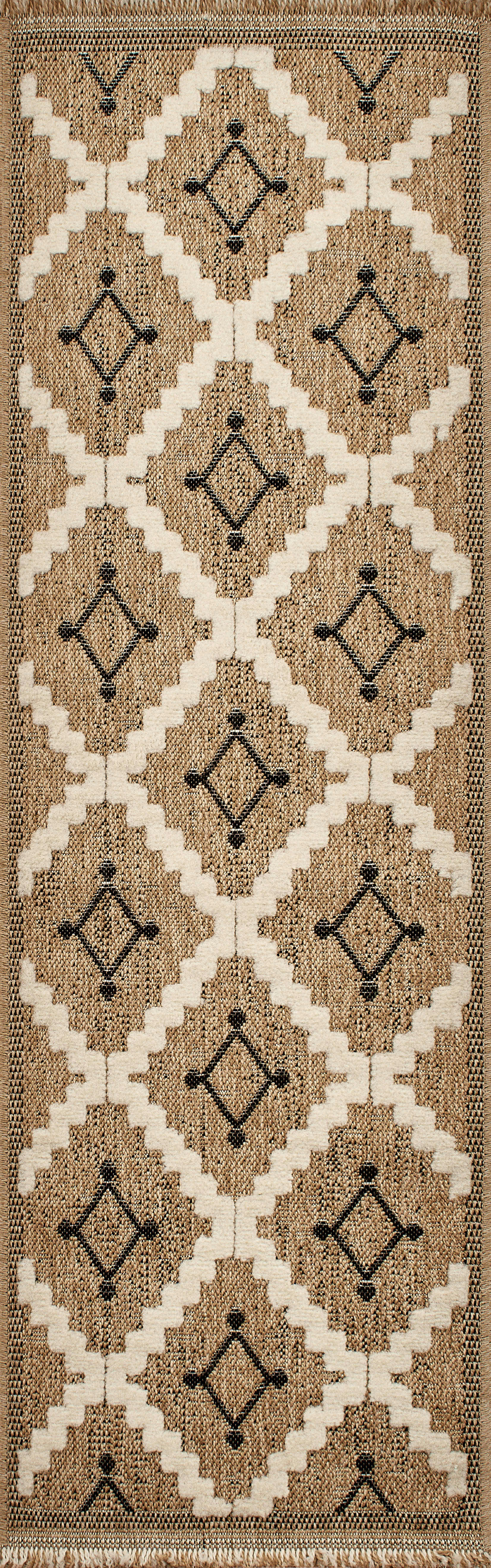 TULUM - Tapis intérieur et extérieur aspect jute géométrique noir -60x180