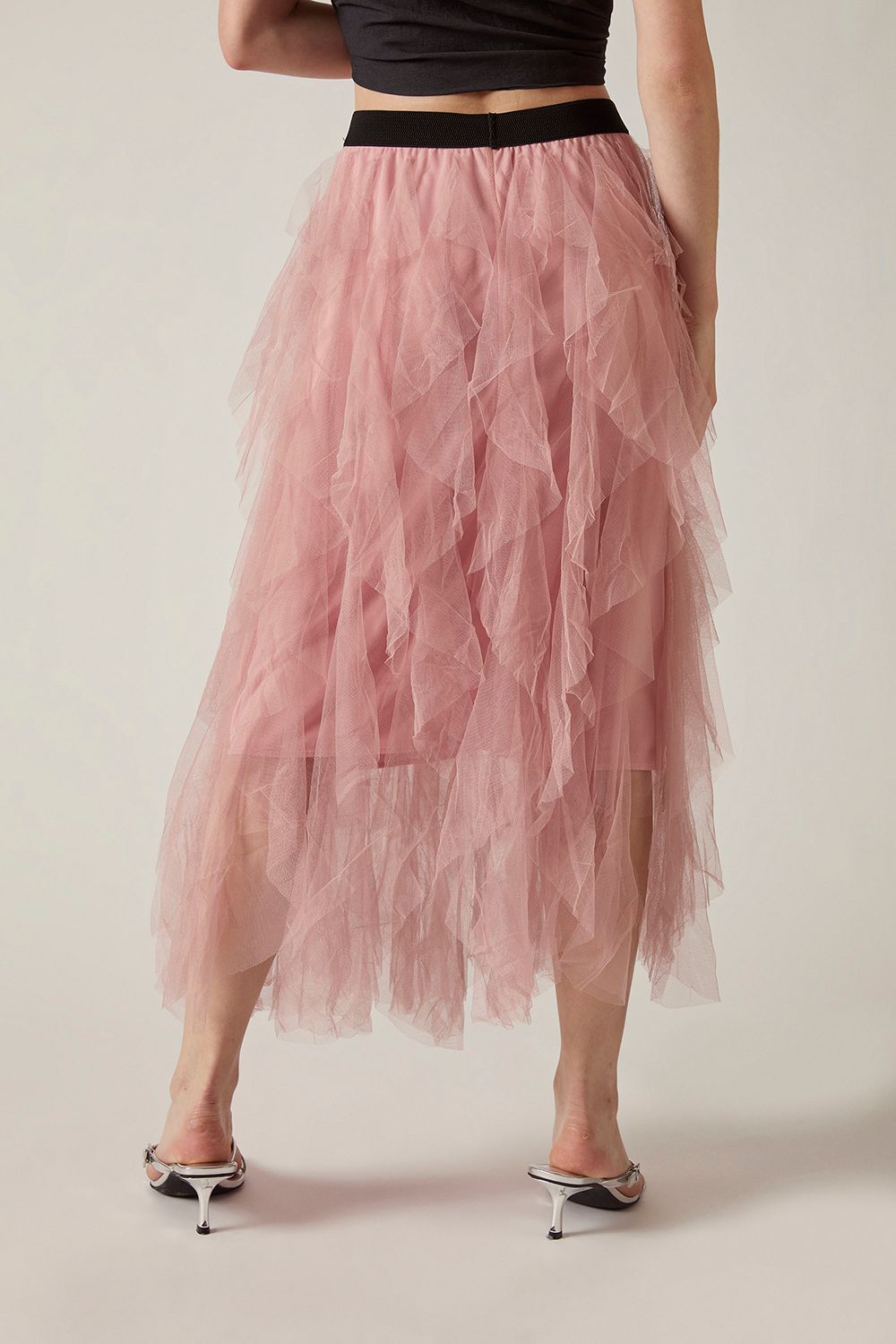 James Lakeland Pink Tulle Ruffle Midi Skirt