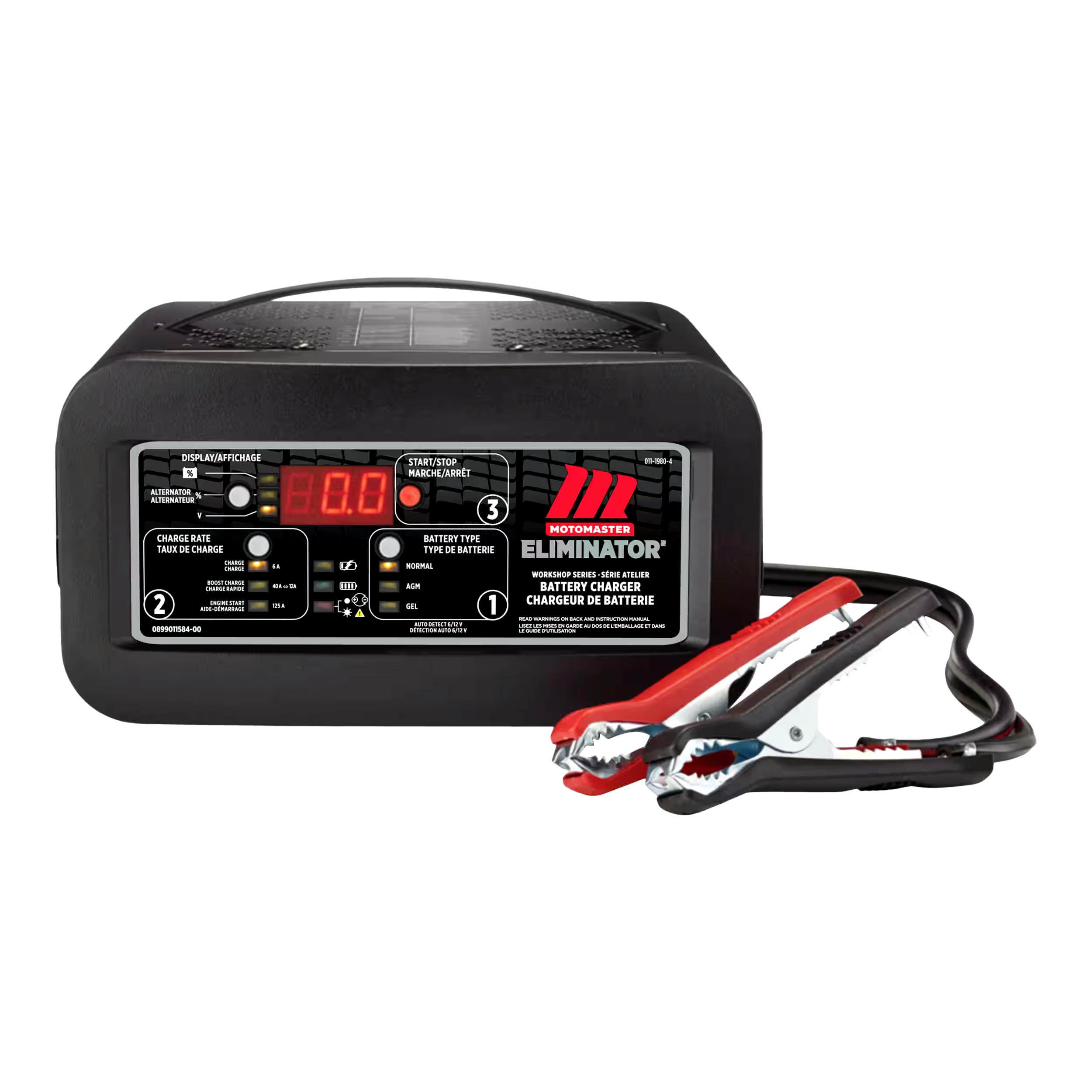 MotoMaster Eliminator Workshop Series Smart Battery Charger, Fully Automatic, 40/15/6-Amp, 6V/12V, with 125-Amp Engine Start