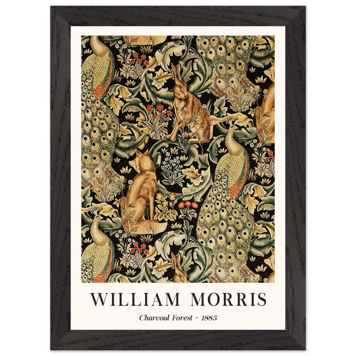 Artfulprints Poster met Lijst William Morris - Charcoal forrest  - A4 21x29.7 cm - Donkergroen