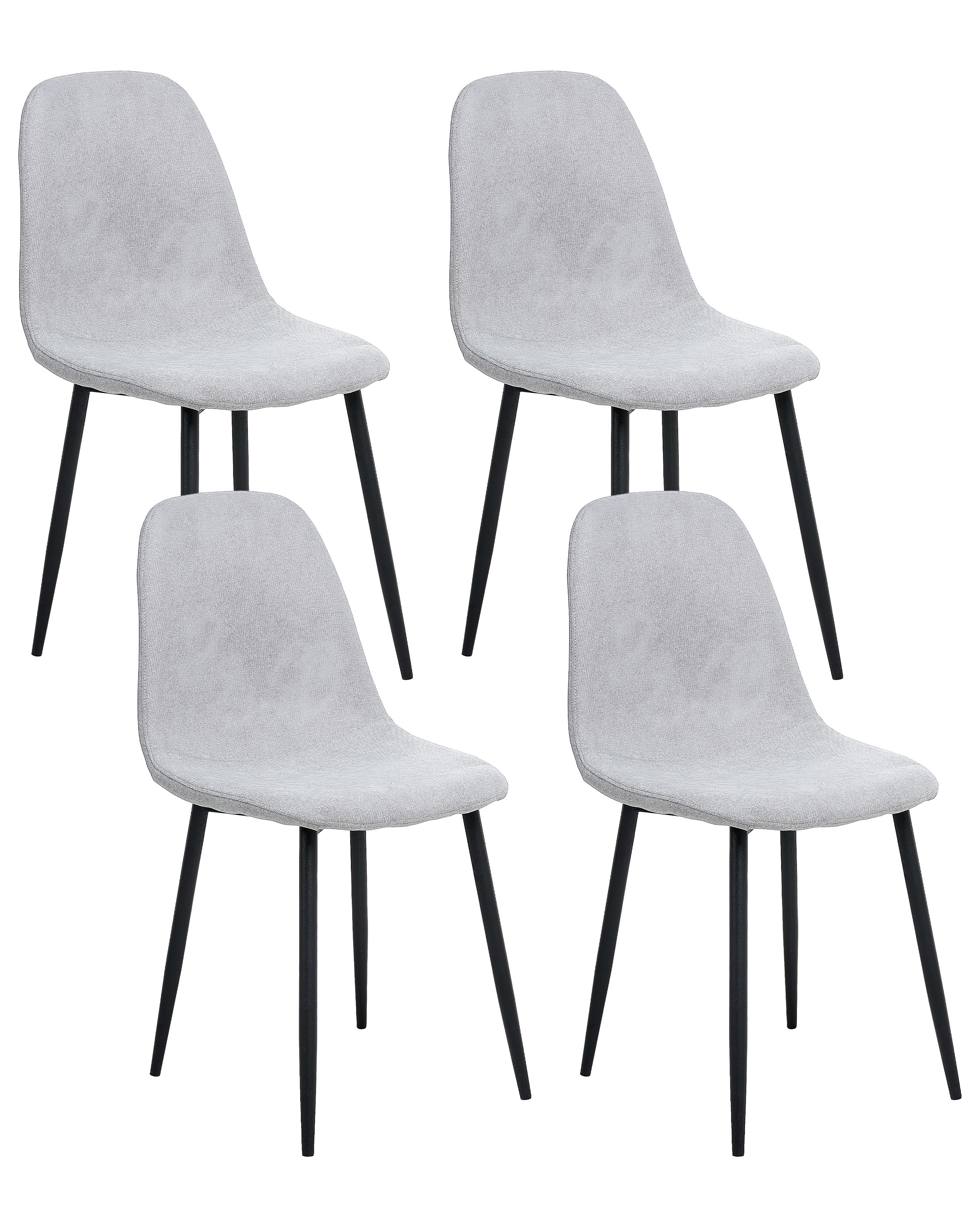 Set of 4 Dining Chairs CRANDALL Fabric Light Grey