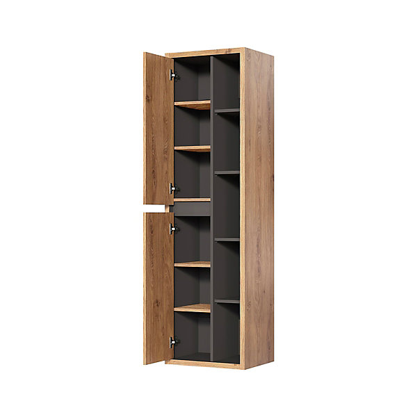 Colonne murale salle de bain 2 portes Rigel Bois et Anthracite