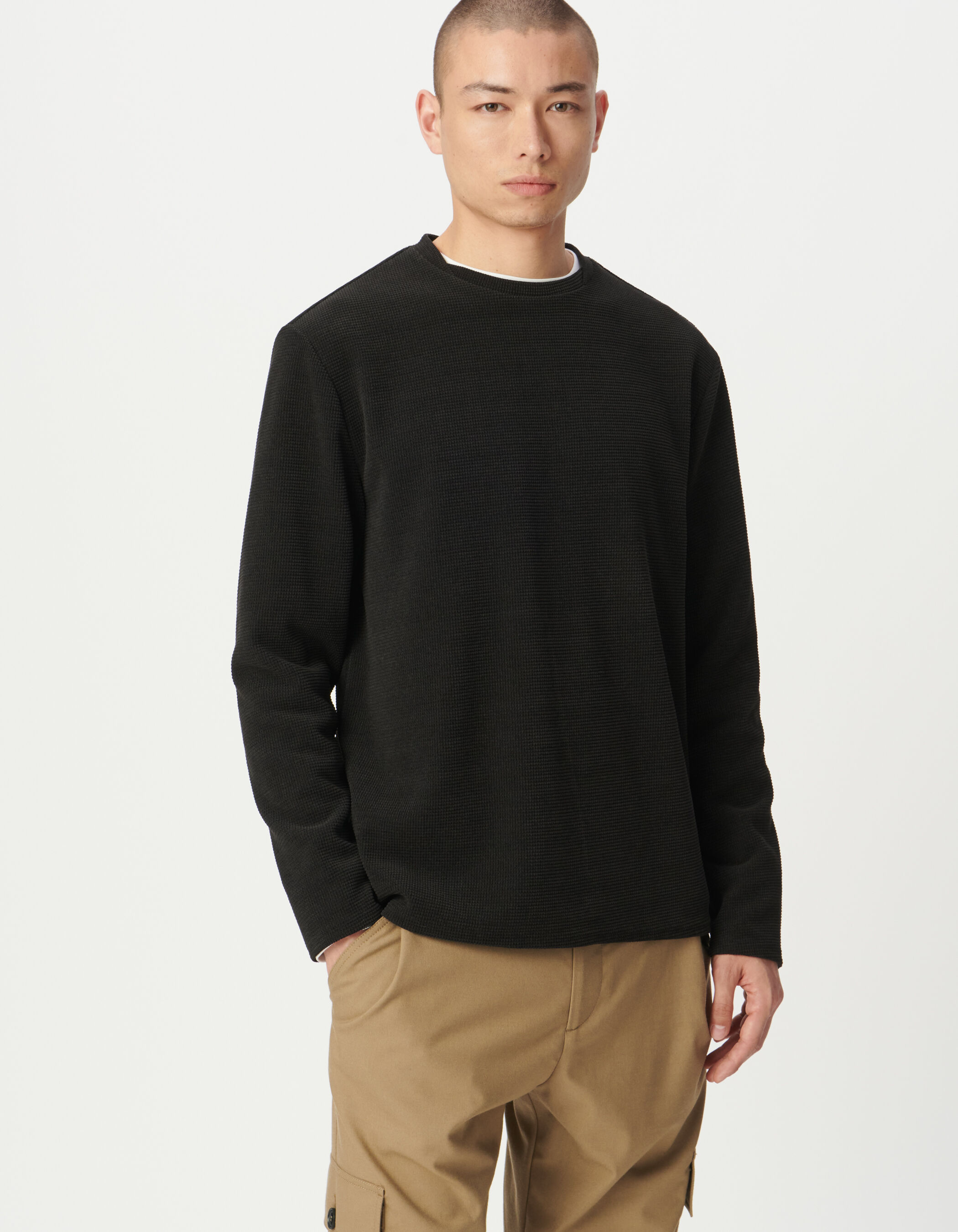 T-shirt manches longues noir nid d'abeille DRY FAST Homme