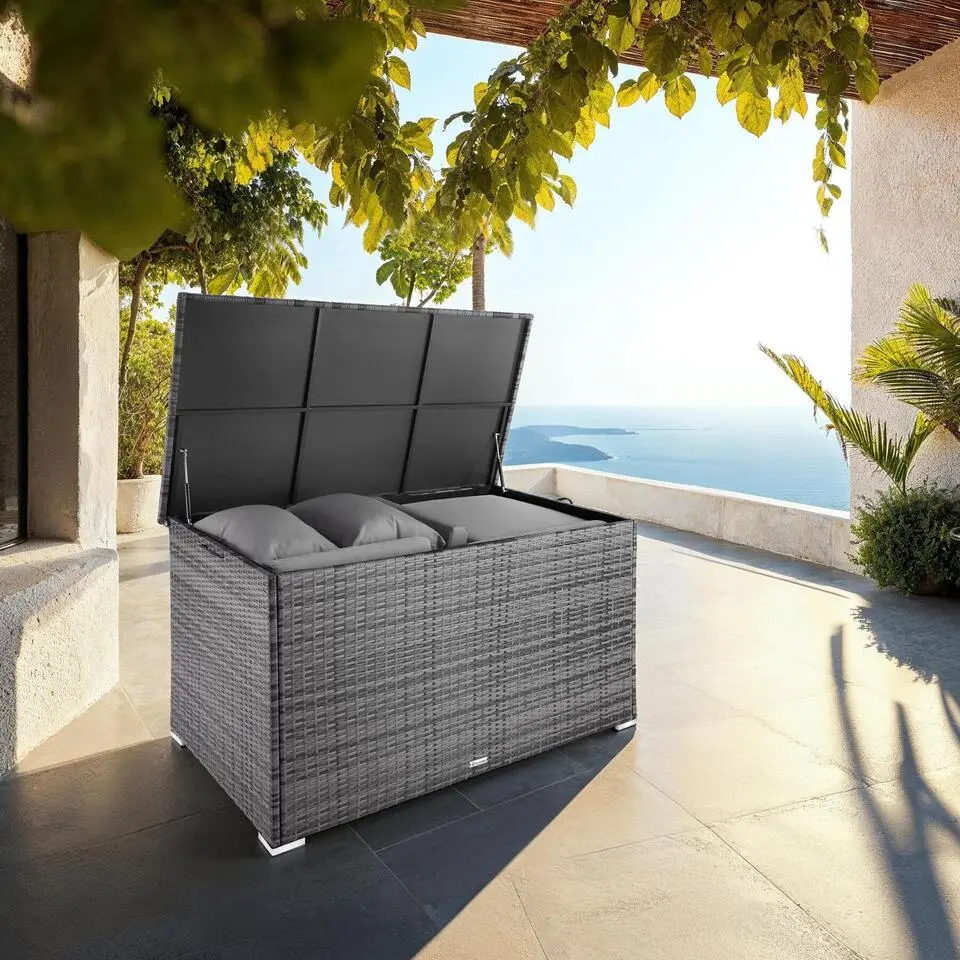 tectake Kussenbox Oslo met aluminium frame 145x82,5x79,5cm, Grijs