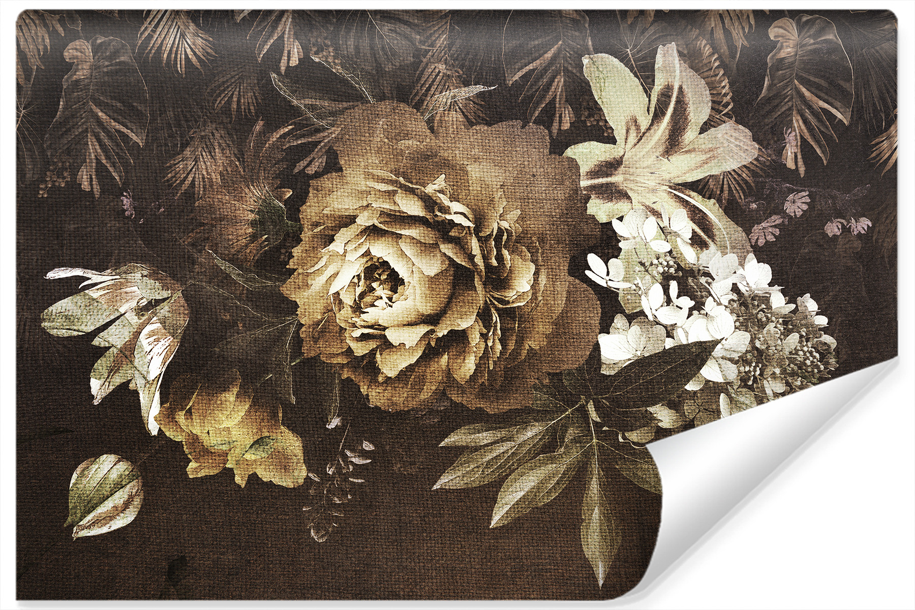 Fototapeta KWIATY Liście w Stylu Retro 3D 90x60cm