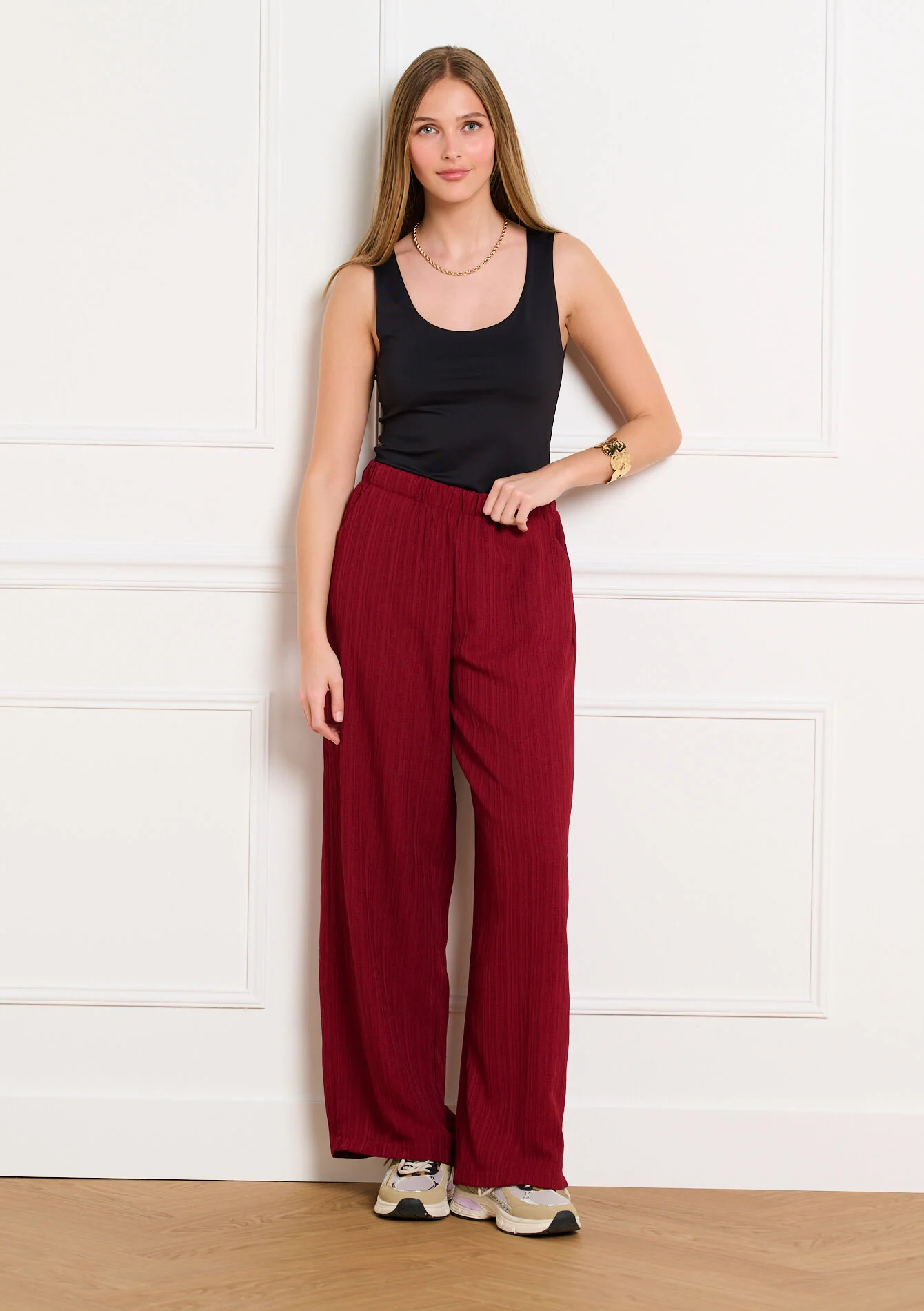 Wijde broek met textuur