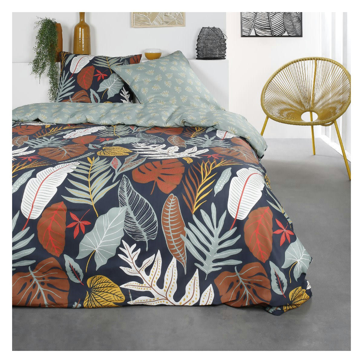 SUNSHINE JACK - Parure de lit 2 personnes imprimé en Coton Bleu 240x260 cm