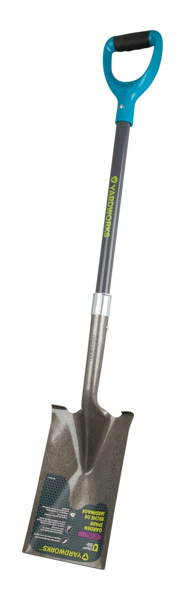 Yardworks Ergo Steel Square-Point Short-Handle D-Grip Spade Shovel, 42-in Fibreglass Shaft