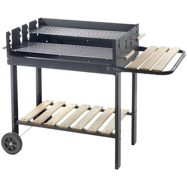Barbecue charbon horizontal ompagrill acier noir 70 x 45 x 82 cm
