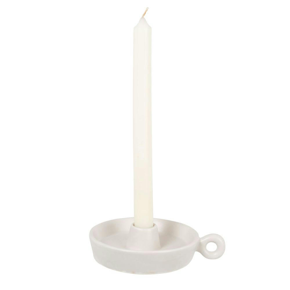 IZAN - Bougeoir en porcelaine écrue