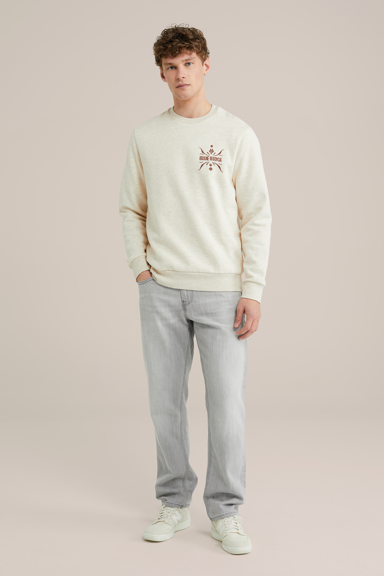 Heren regular fit jeans van linnenmix