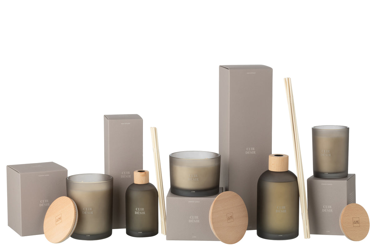 J-Line geurstokjes Accords Essentiels - Cuir Désir - bruin - 550 ml