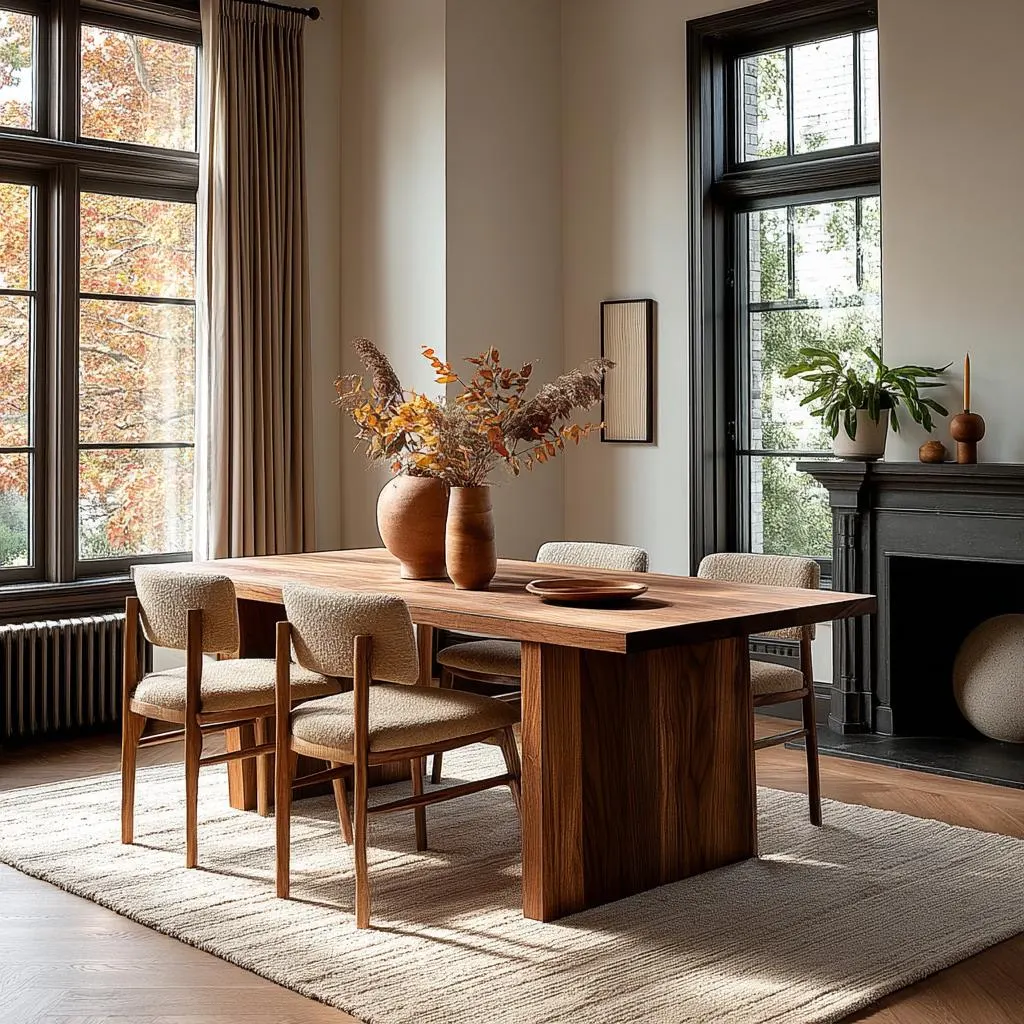 The Palmer Dining Table: Handcrafted Solid Wood Panel Leg Design