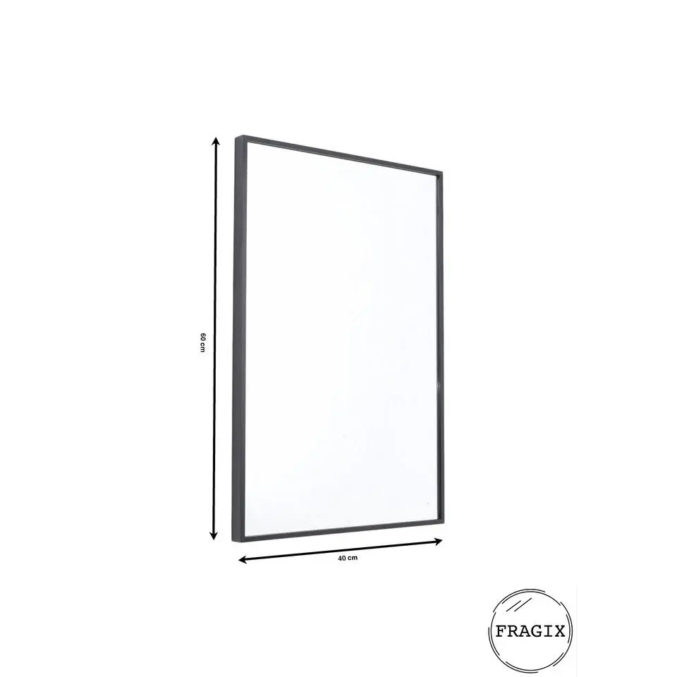 Fragix York Wandspiegel - Zwart - Aluminium - 60x40