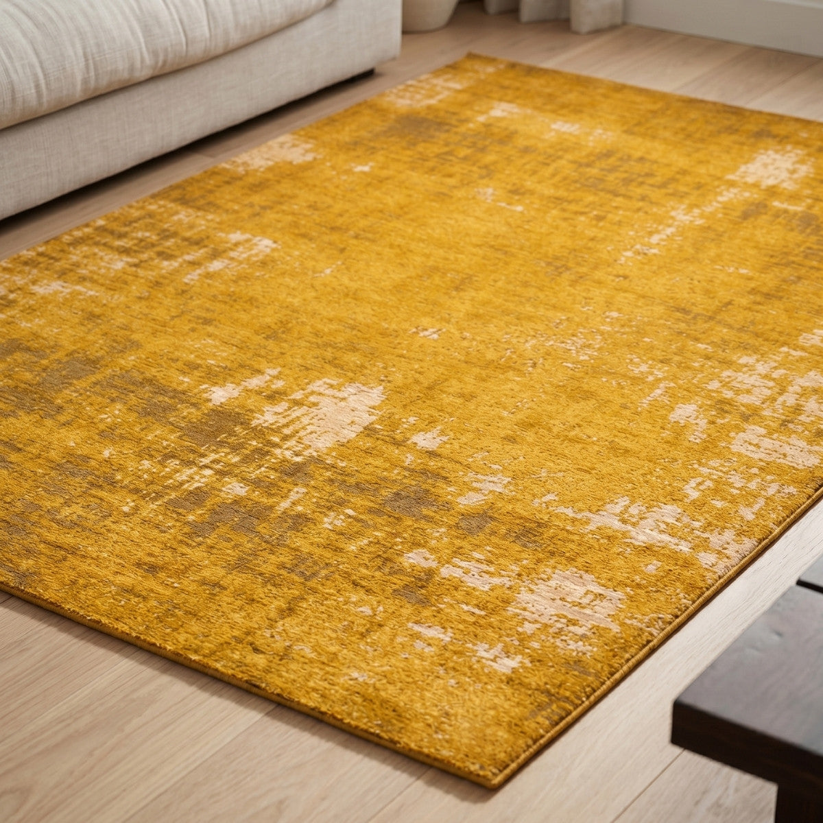 DÉJA Living Vloerkleed Ruma - Geel Stof - 200x200cm