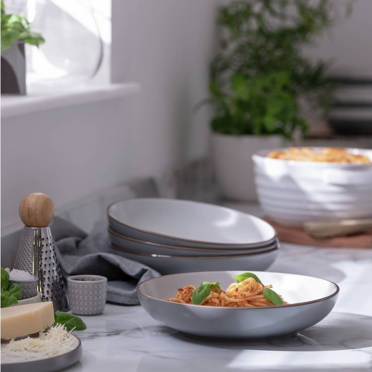Habitat Speckle 4 Piece Stoneware Pasta Bowl - Grey