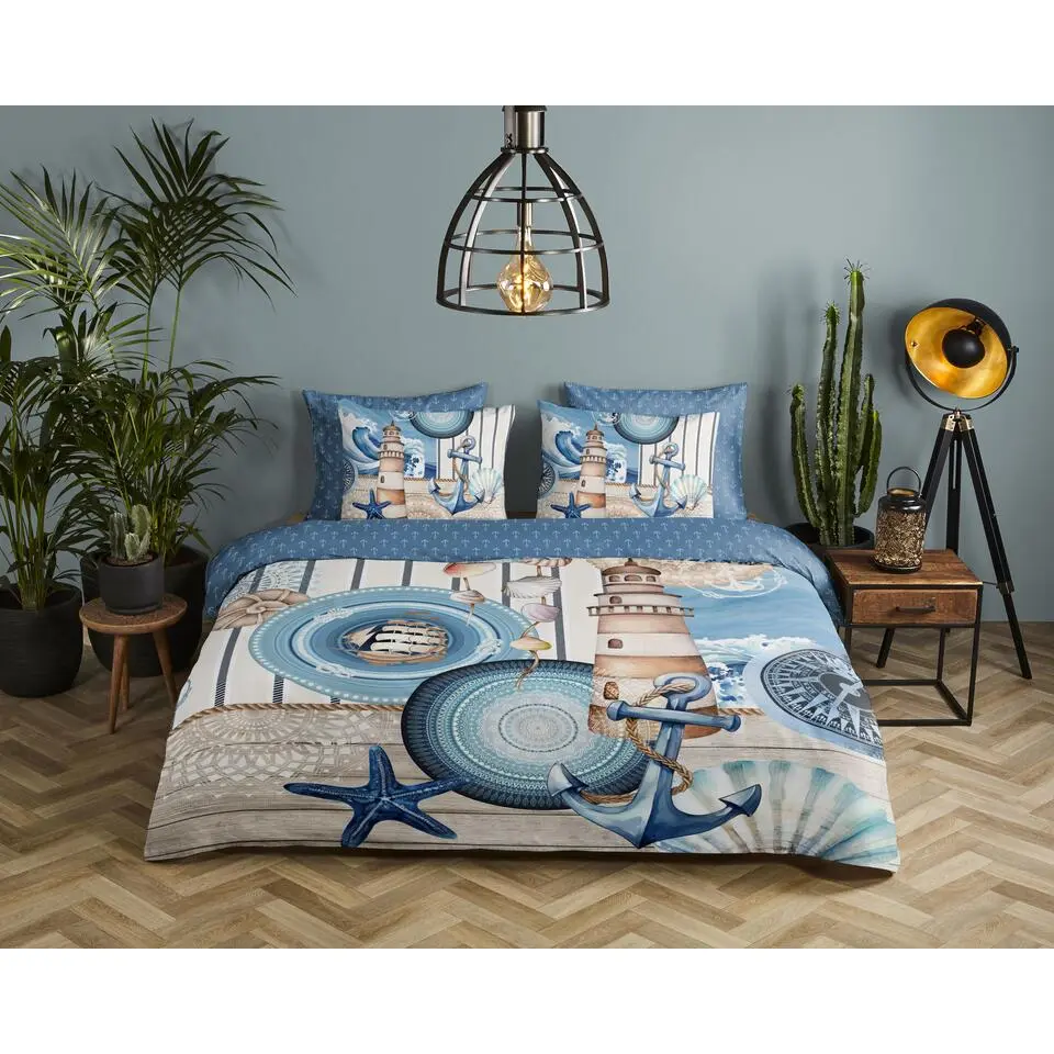HIP Collectie Vuurtoren Dekbedovertrek Blauw-1-persoons (140 x 200/220 cm)