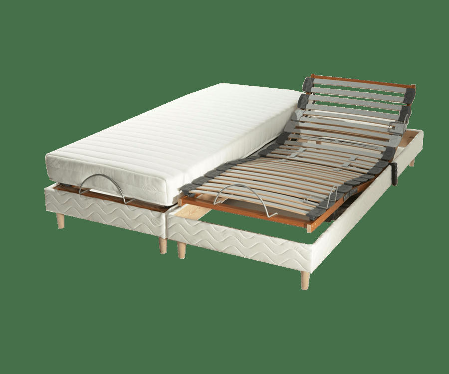 RELAX SOM BLANC - Lot de sommiers avec réglage fermeté au niveau lombaire 2x70x190