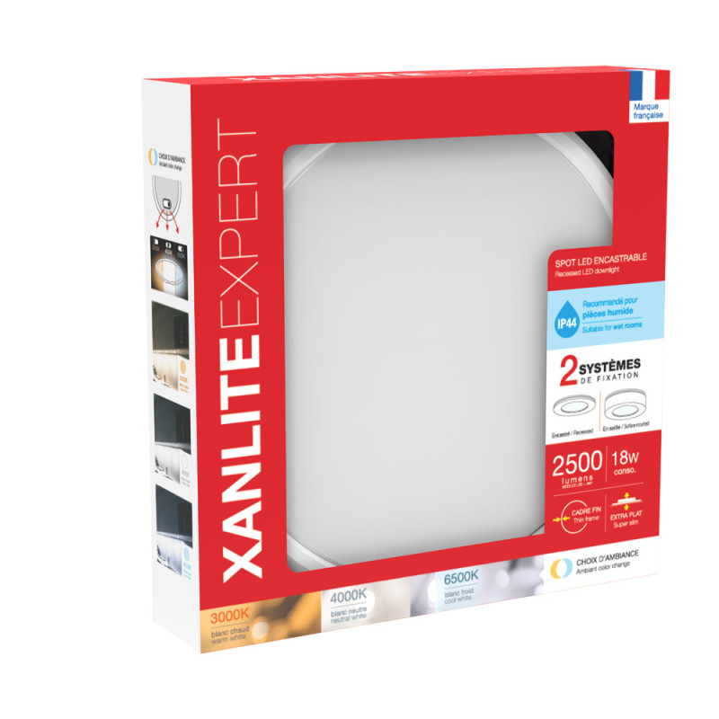 Spot encastrable LED Downlight blanc blanc dimmable IP44 2500 lm 12 W XANLITE