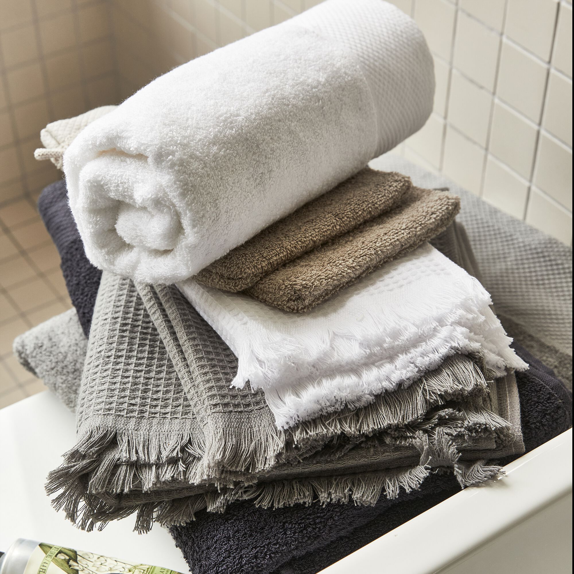 AZUR - Drap de bain en coton peigné - blanc optique 100x150cm