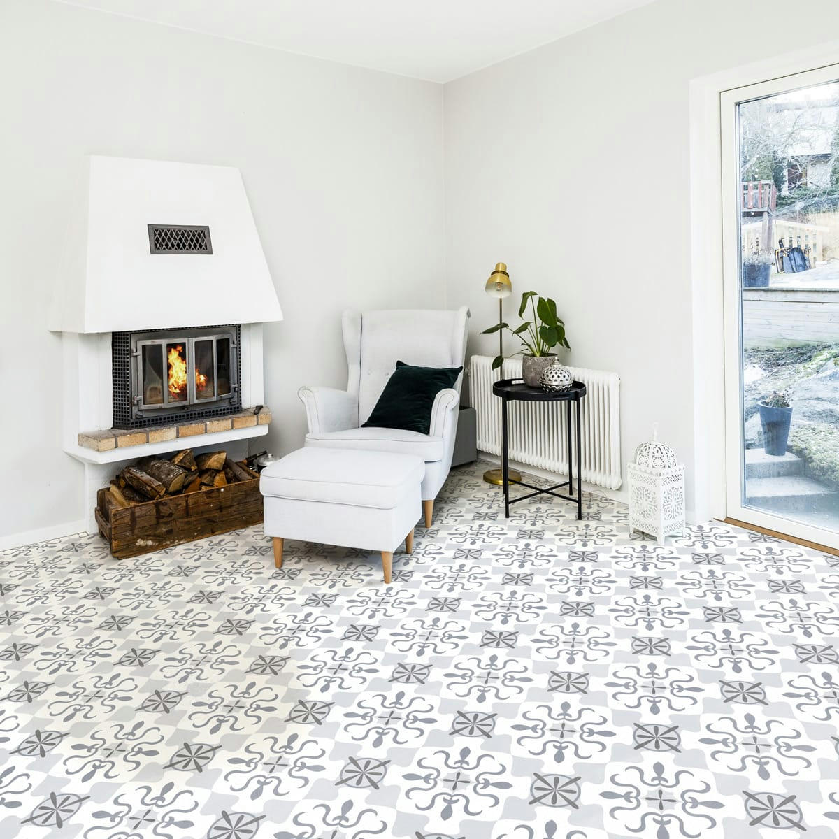 - Adhésifs stickers sol carreaux de ciment spartaco 60x90cm