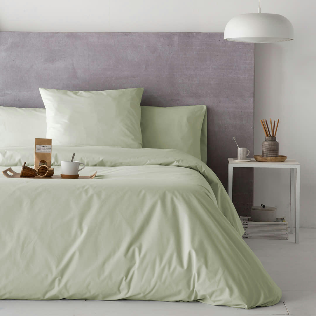 PURE HDC - Housse de couette en percale de coton 140x200 cm vert