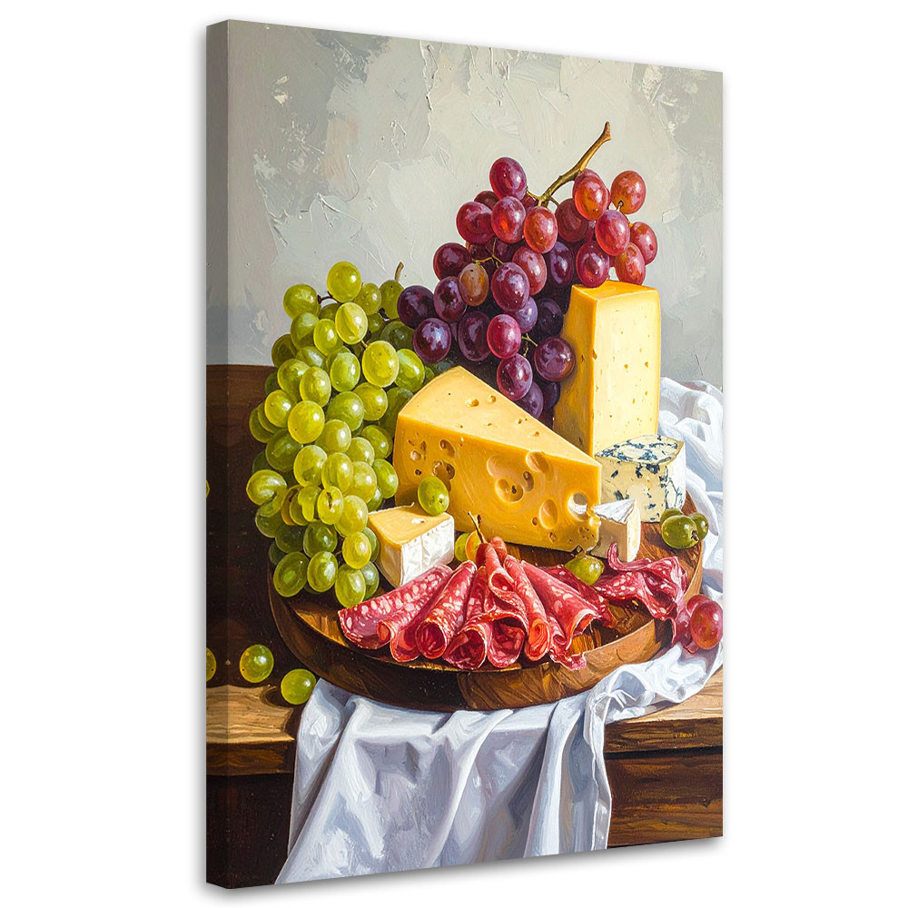 Obraz pionowy do kuchni jadalni restauracji, Deska wędlin i serów 20x30