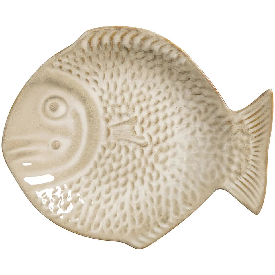 Serveerschaal Vis zandkleur stoneware - 22,2x26,8 cm