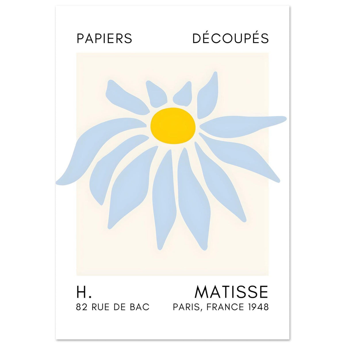 Artfulprints Poster Matisse – Deep sea dance light blue  - 70x100 cm - Blauw