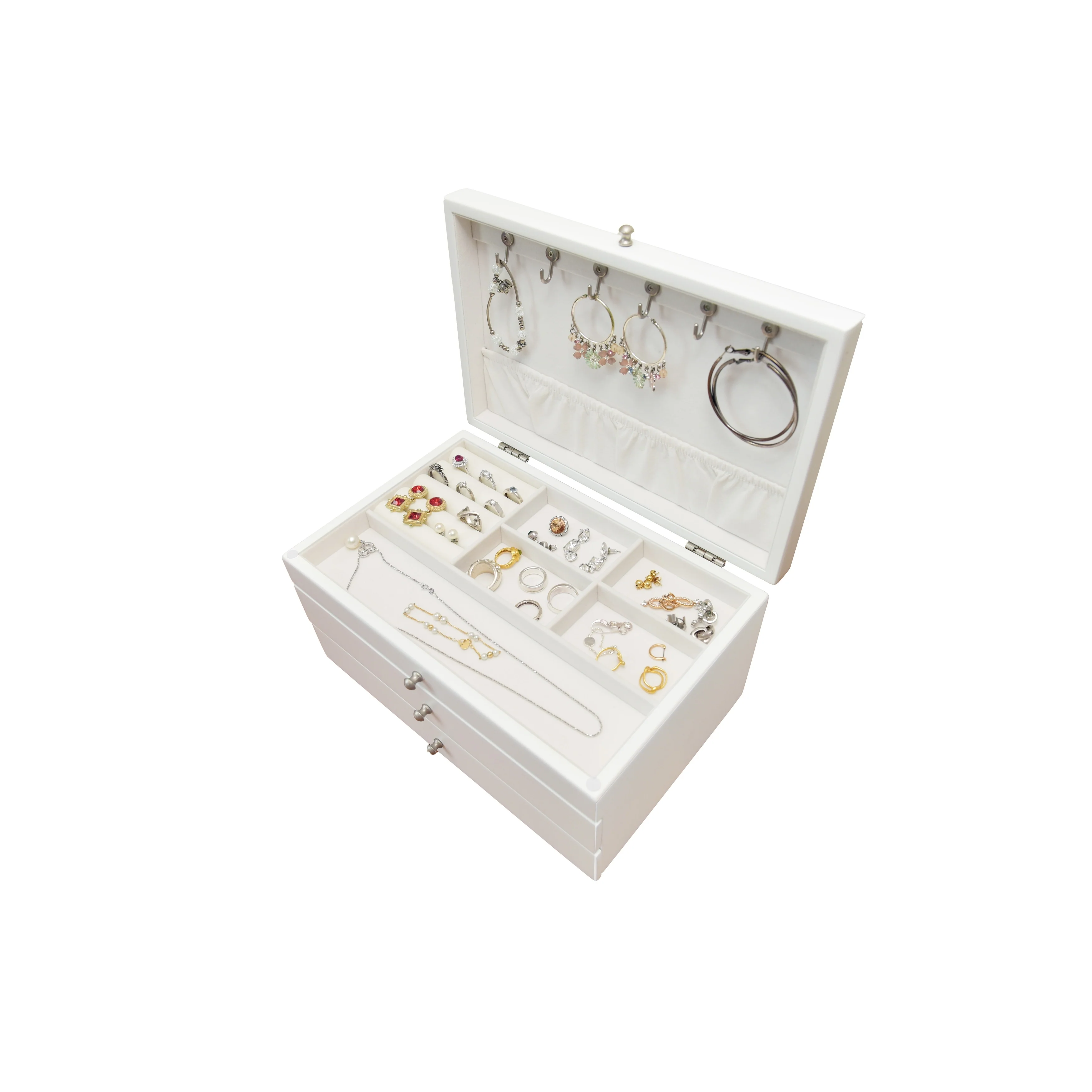 Elegant White Finish Jewlery Box