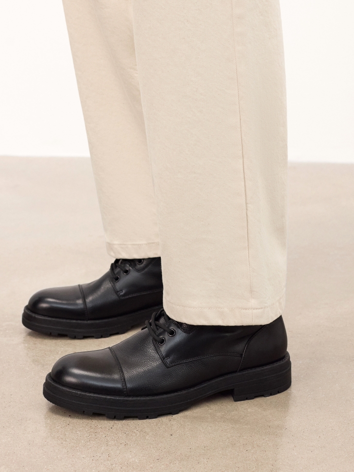 Leather lace-up ankle boots