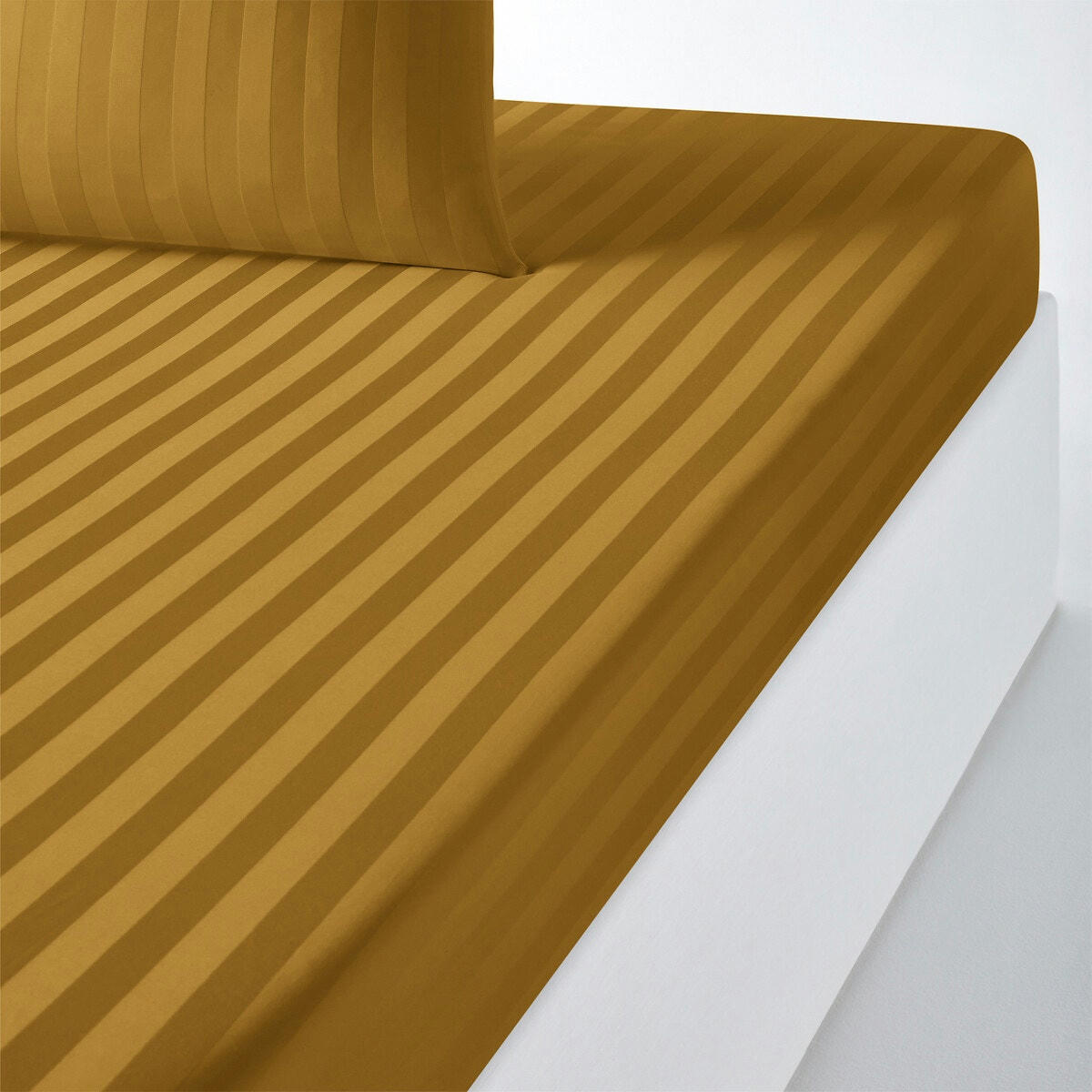 Drap housse satin de coton rayé