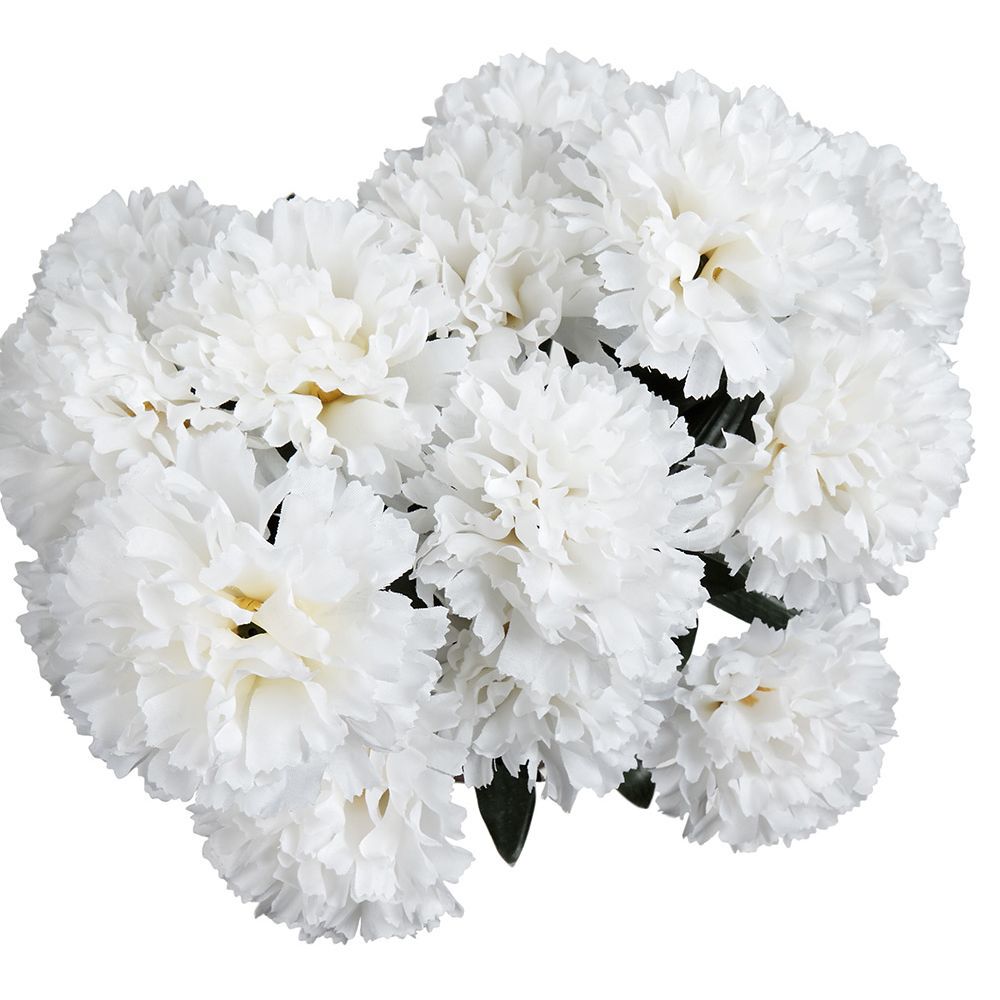 Piquet oeillets blanc bouquet fleur artificielle Ø20xH46cm