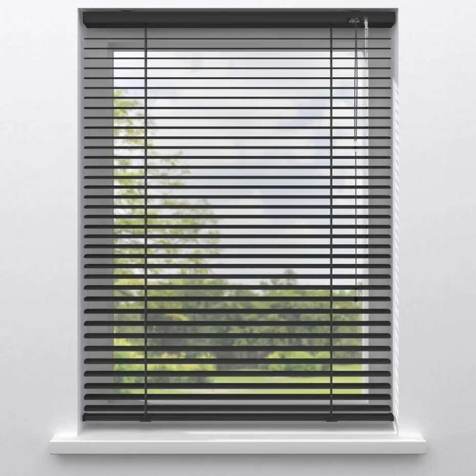Kwantum Aluminium Jaloezieën | Houten Jaloezieën | Fenstr Aluminium Jaloezie Alix  25mm Zwart