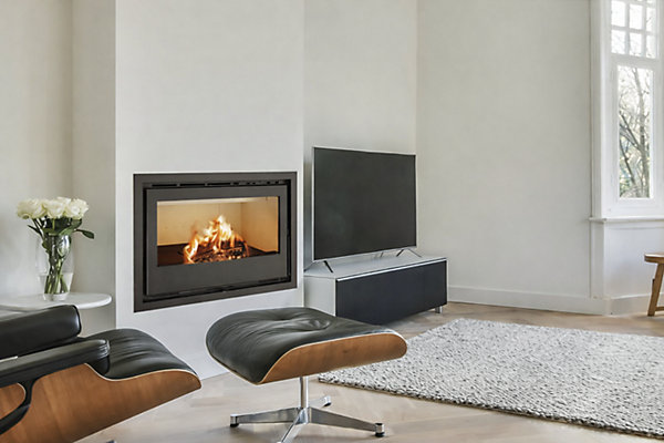MF - Insert à Bois avec Turbines Niger 70 de 6,4 kW pour Cassette de Cheminée en Maçonnerie avec Système de Ventilation
