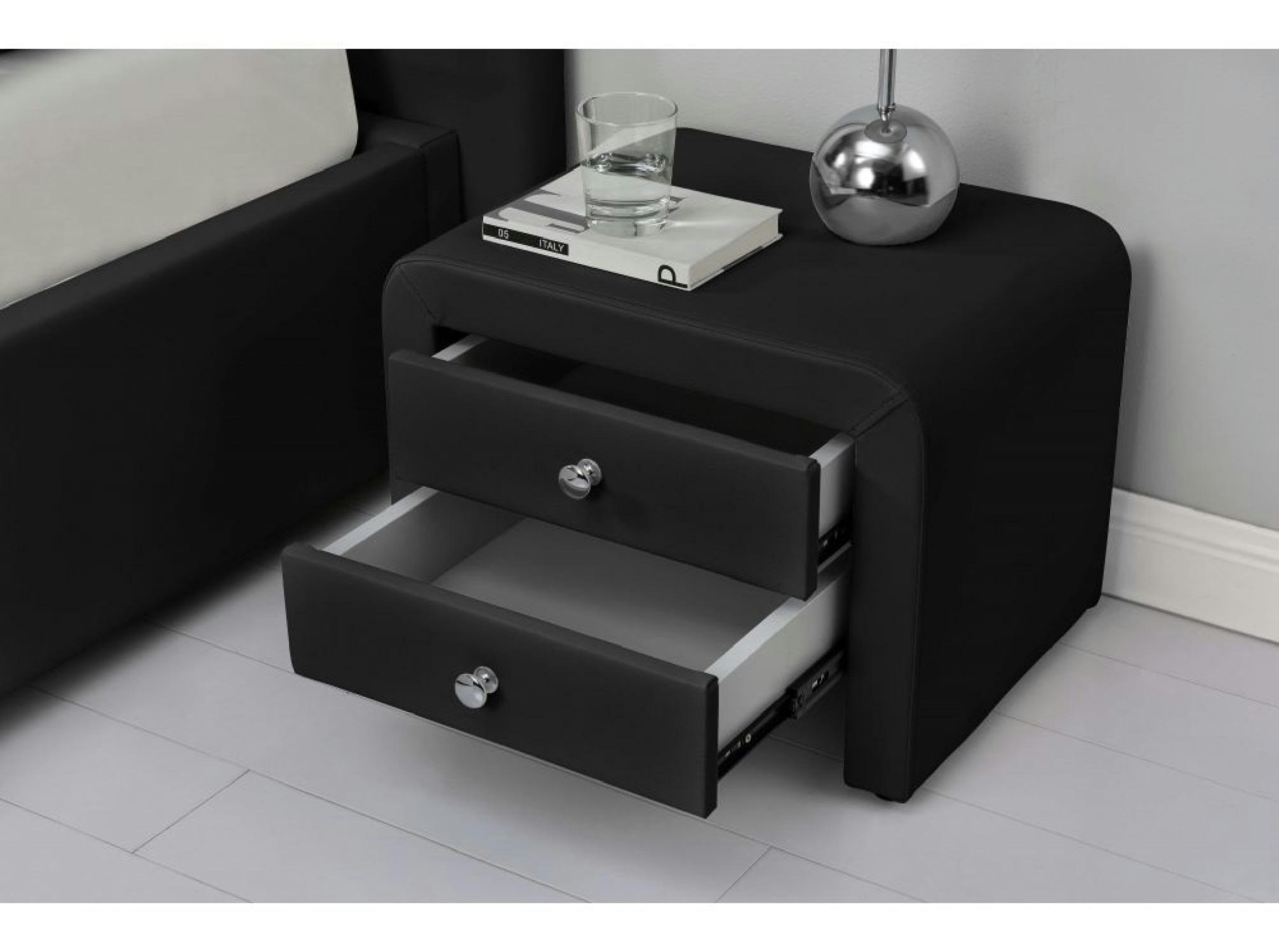JOY - Table de chevet en simili noir