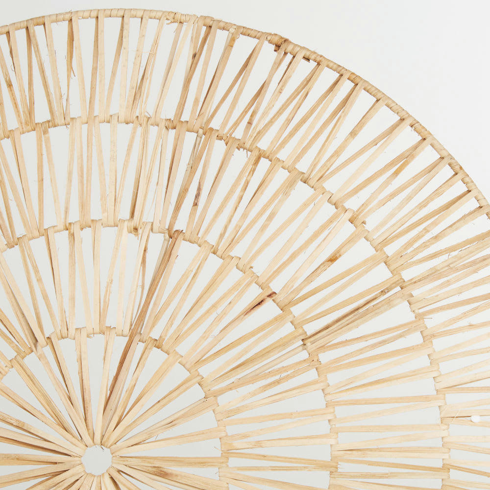 - Déco murale cercles en rotin tressé beige 129x98