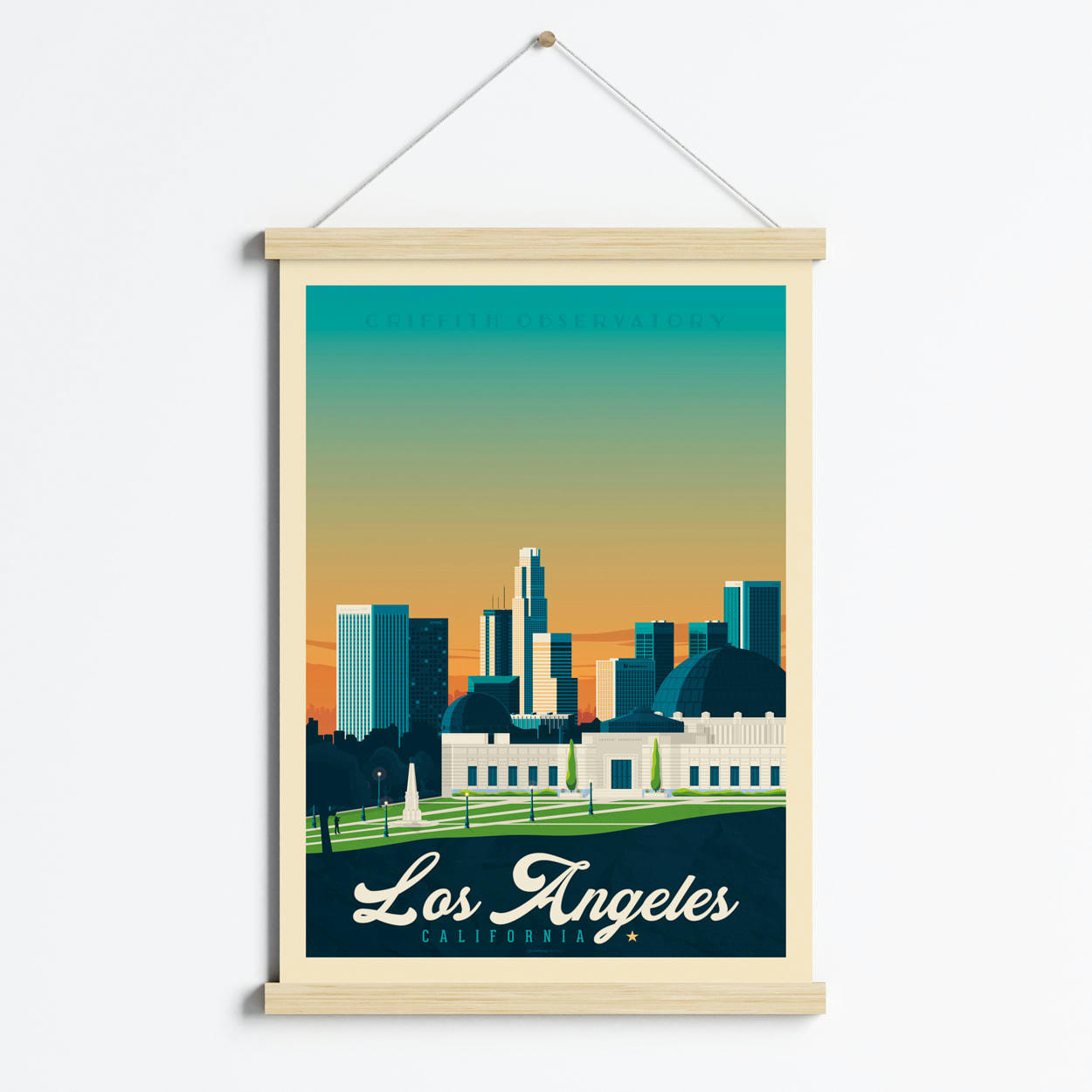 - Affiche Los Angeles Etats-Unis + Cadre Magnétique (Bois) 50x70 cm