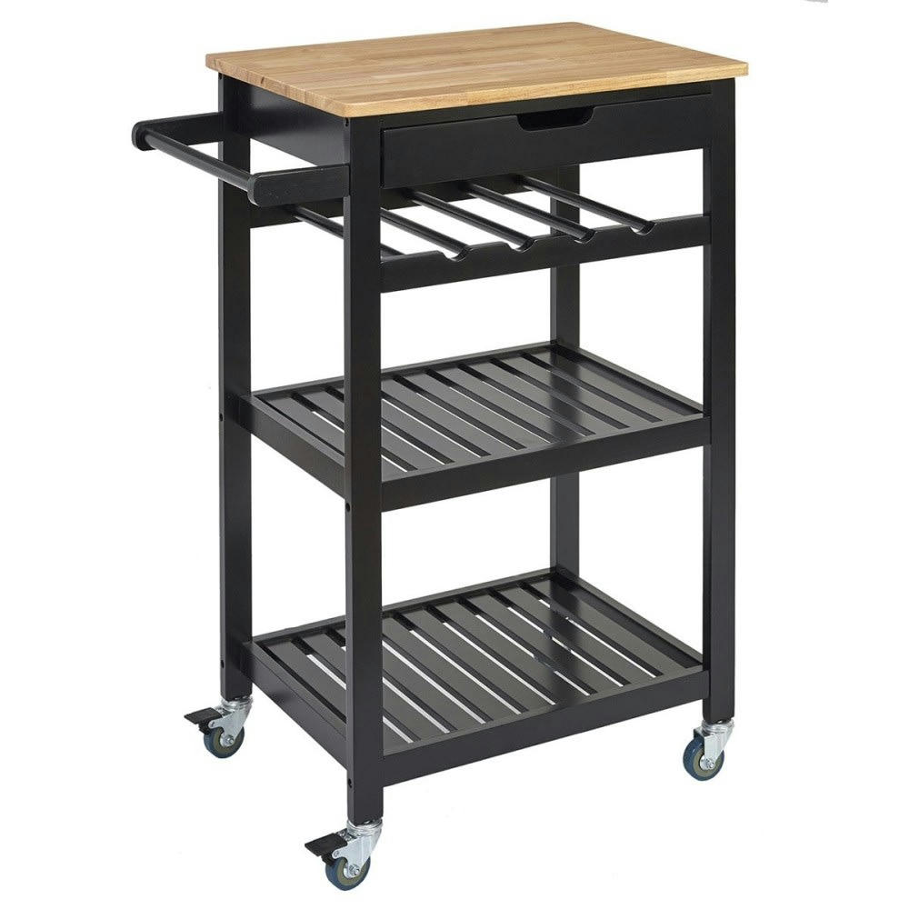 - Desserte à roulettes noire