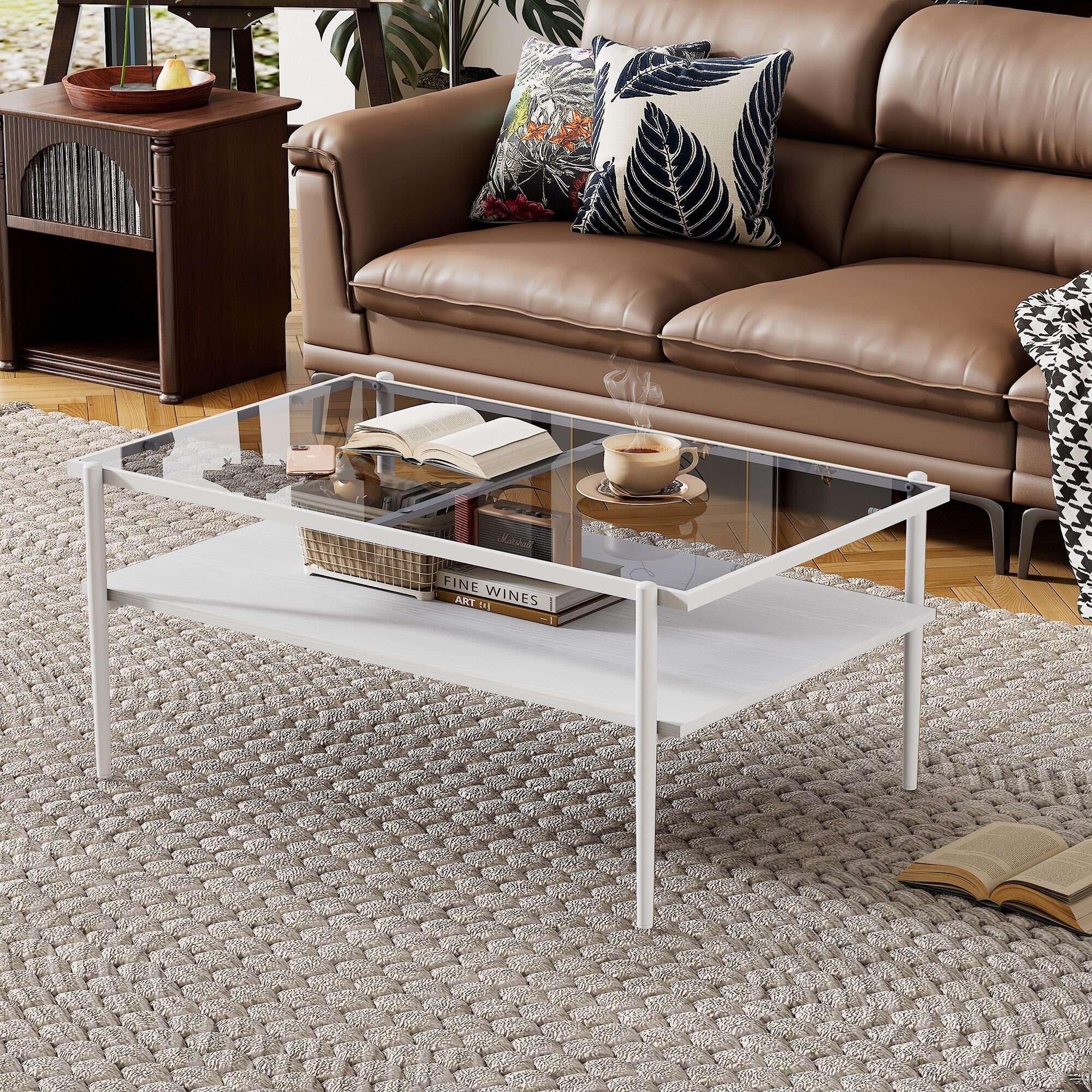 Coffee Table and End tables Set of 3, Tempered Glass Table, Modern Tables for Living Room