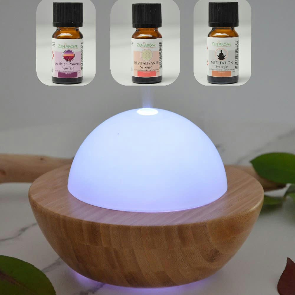 COFFRET - Diffuseur en Bambou et Verre Belisia et 3 Synergies Spéciales YogiYoga