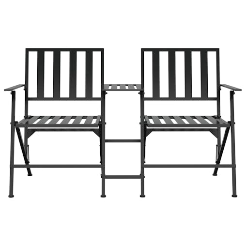 NNEVL Folding 2-Seater Garden Bench 137 cm Black Steel