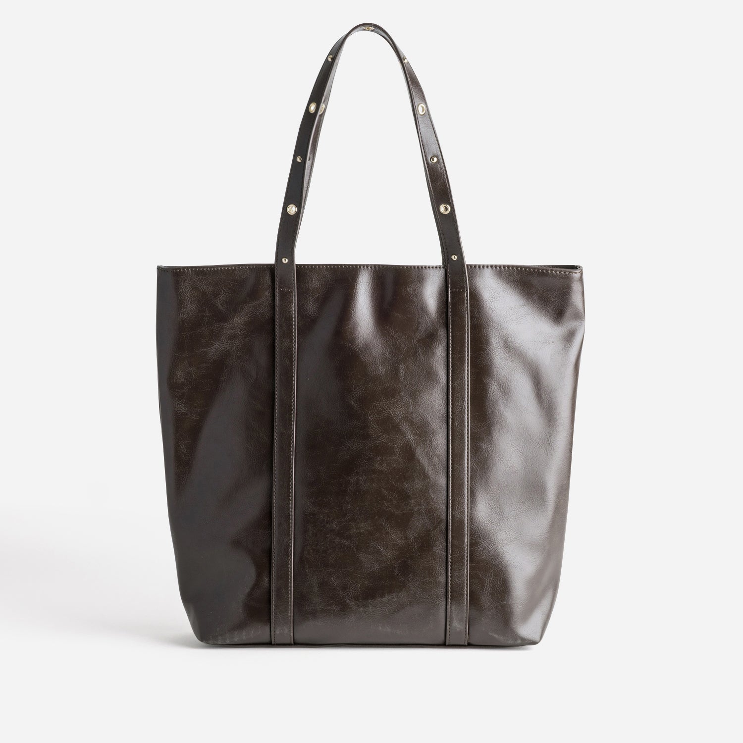 Sac tote-bag marron décors œillets et clous