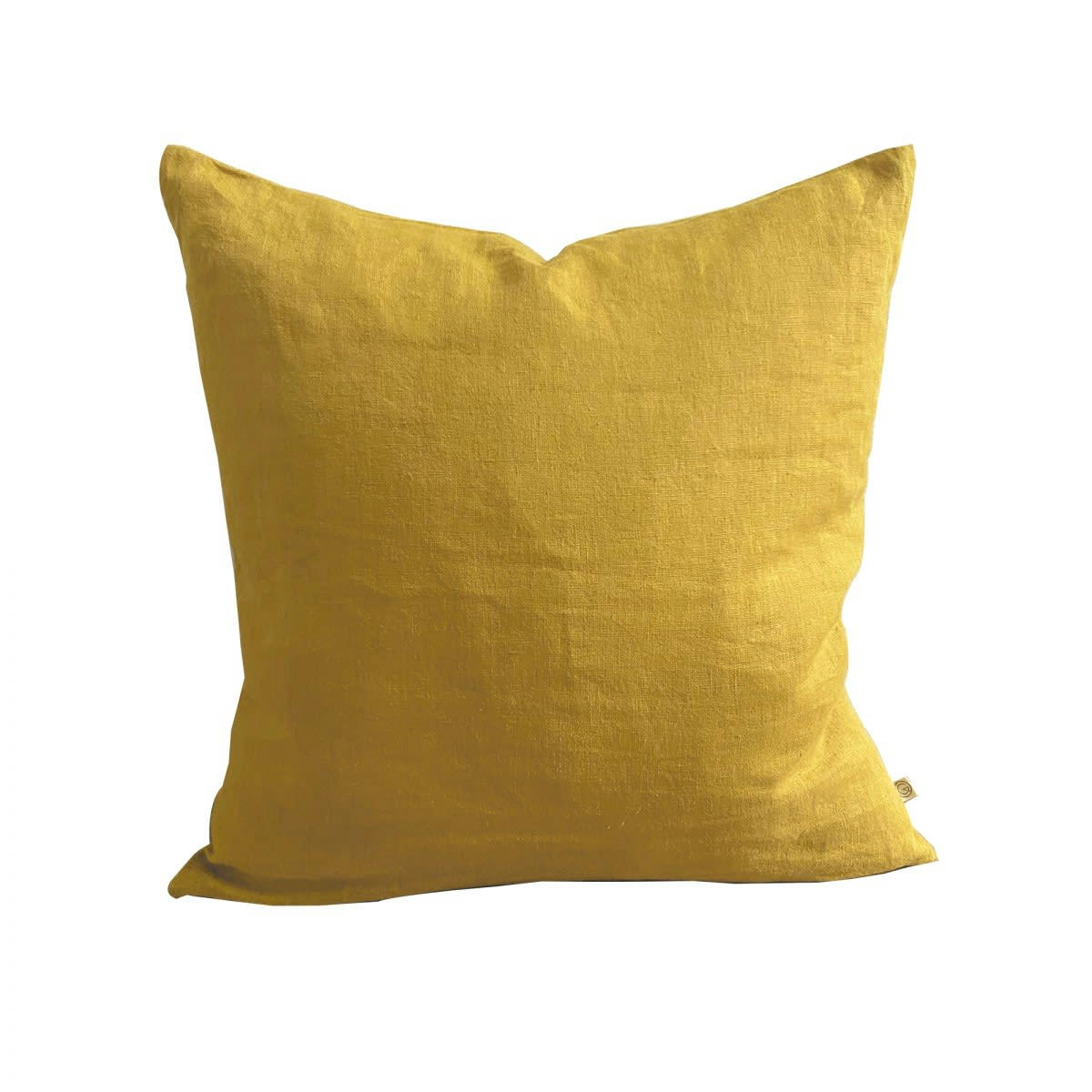 LES ESSENTIELS - Housse de coussin en lin lavé jaune 45x45