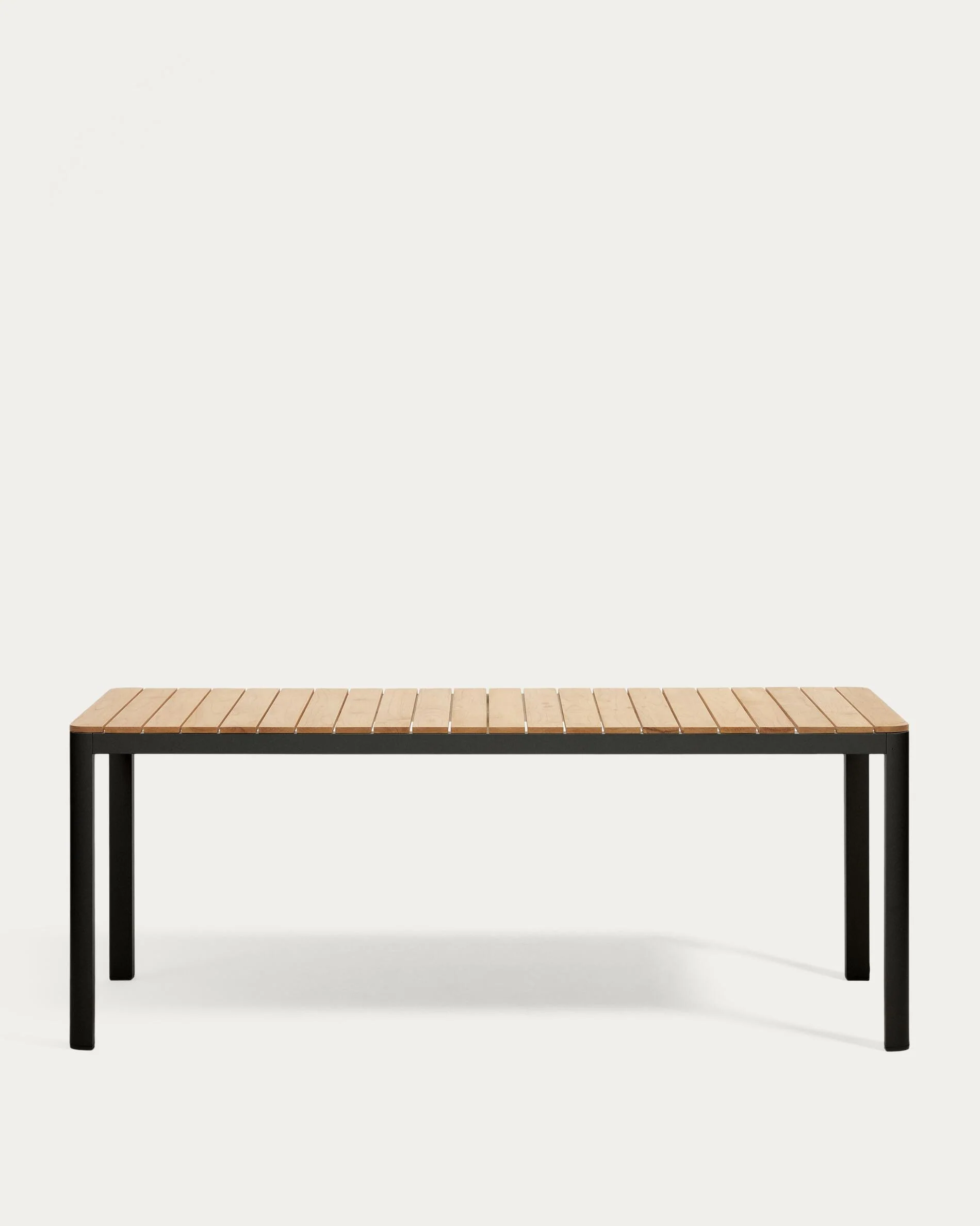 Bona aluminium and solid teak table, 100% outdoor suitable with black finish, 200 x 100 cm