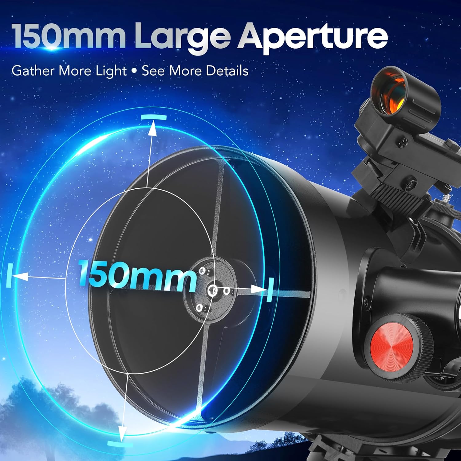 Telescope  150EQ Newtonian Reflector Telescope for Adults Astronomy Beginners  Professional Astronomical Telescopes with Equatorial Mount  Phone Adapter  Tripod  Moon Filter and Large Carry Bag